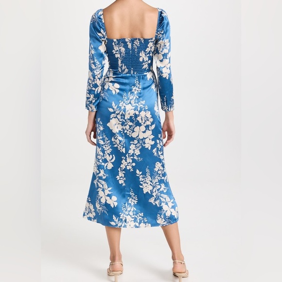 🅽🅴🆆 htf 𝗥𝗘𝗙𝗢𝗥𝗠𝗔𝗧𝗜𝗢𝗡 Gloriana 100% Silk Dress, floral blue & white long sleeve, 6 - Picture 4 of 17